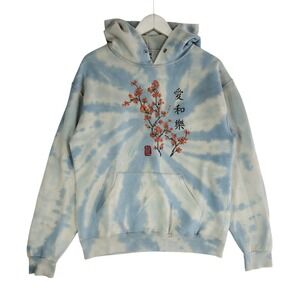 Artist Union Tie Dye Hoodie Blue Floral Cherry Blossom Graphic Streetwear